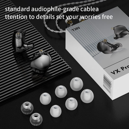 TRN VX Pro+ 1DD+8BA HiFi Earphones with Microphone 2Pin-Detachable Cable High-Resolution Audio Type-C