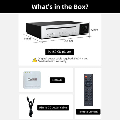 SMSL PL150 Audiophile CD Player CS43198 with Headphone Jack