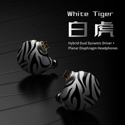 TRN White Tiger in Ear Monitor Earphones 2DD+1Planar IEM Headphones HiFi Wired Earbuds Gaming Hybrid Driver IEMs