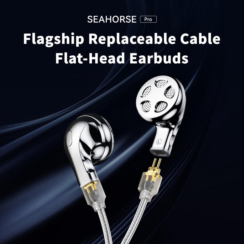 TRN Seahorse Pro 14.2mm Large Dynamic Driver Flat-Head Earbuds in-Ear Earphones with 0.78 2pin Replaceable Cable