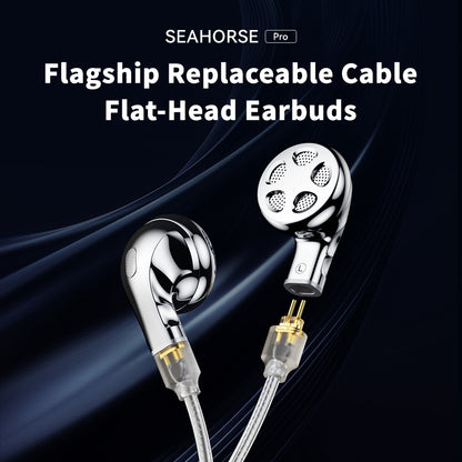 TRN Seahorse Pro 14.2mm Large Dynamic Driver Flat-Head Earbuds in-Ear Earphones with 0.78 2pin Replaceable Cable