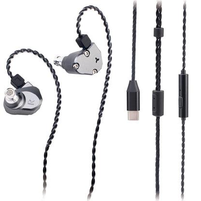 TINHIFI C2 Wired Earphones with Micorphone Mecha Style in Ear Monitors Dual Magnetic Circuit