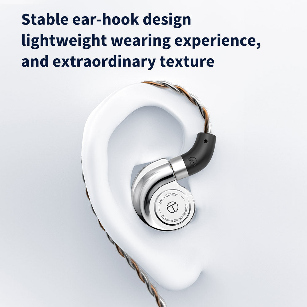 TRN Conch Wired Earphones with Mic 10mm Dual Driver HiFi in-Ear Monitors | Detachable Cable & 3 Interchangeable Nozzles
