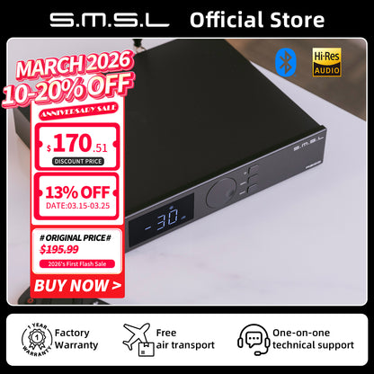 SMSL A300 Hi-res Power Amplifier 165W*2 BTL Mode Bluetooth 5.0