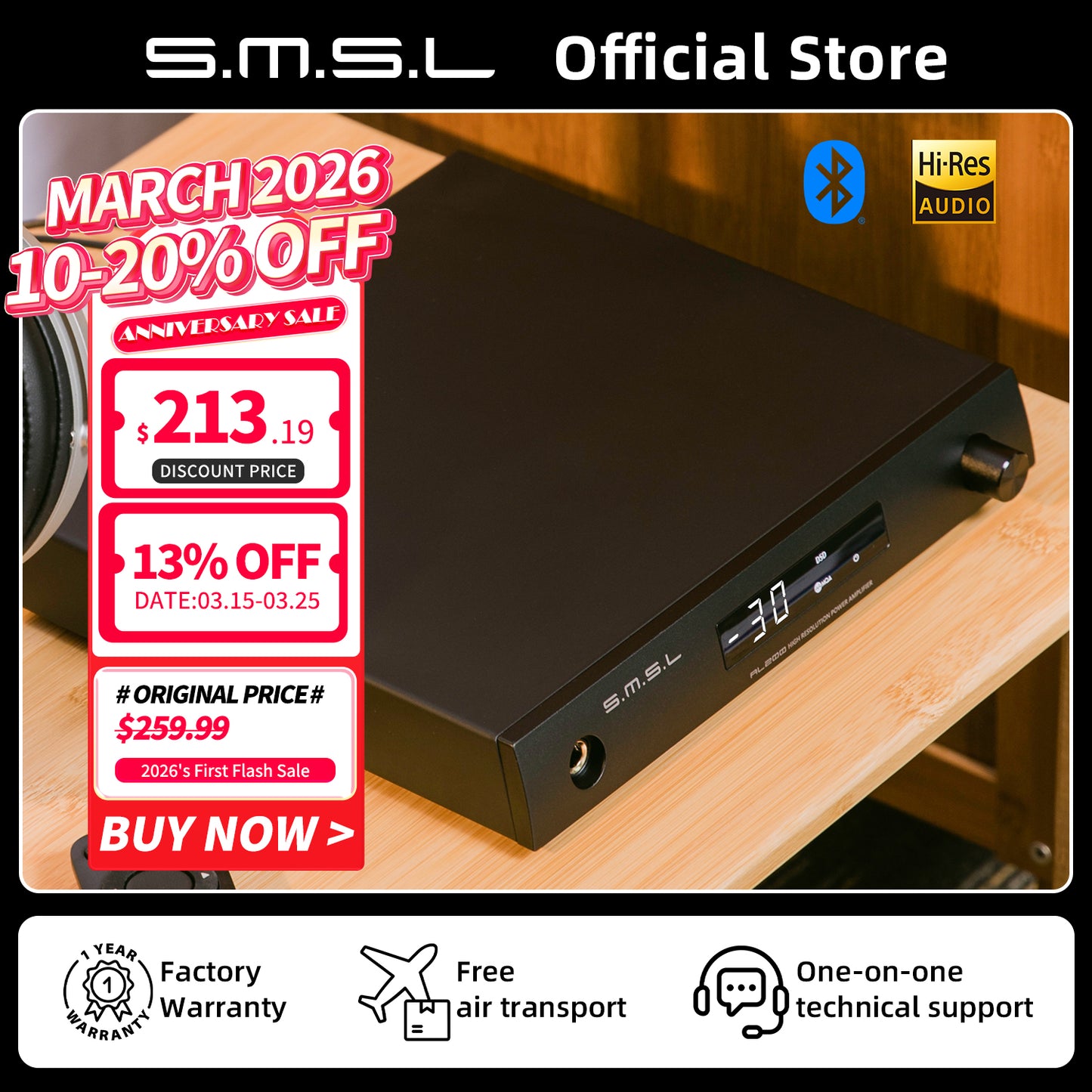 SMSL AL200 Intergrated Amplifier 165W*2 MA5332MS MQA-CD DSD256