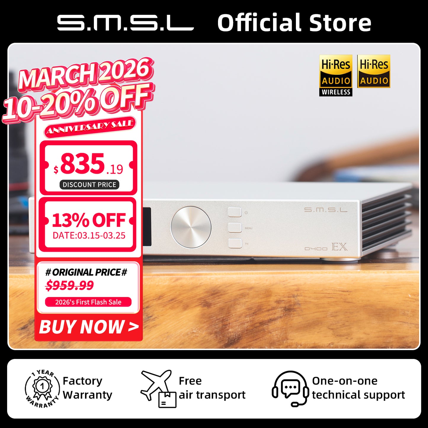 SMSL D400EX AUDIO DAC 1*AK4191 2*AK4499EX OPA1612A LME49720 XU316 MQA-CD DSD512