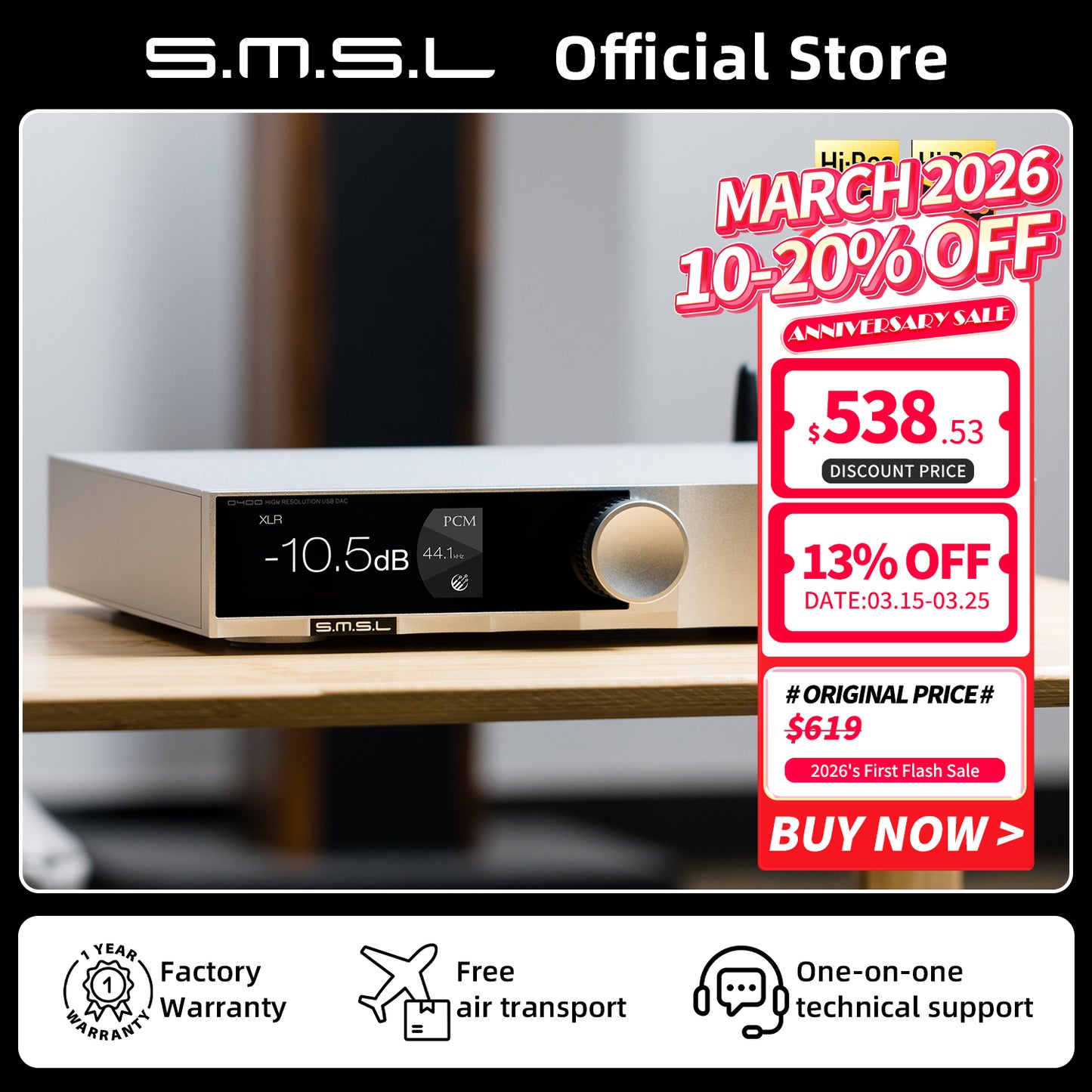 SMSL D400PRO AK4191AK4499EX MQA-CD Bluetooth Audio DAC