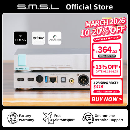 SMSL N100 Hifi Net Streamer Player Support Airplay DLNA ROON Hard Disk MQA USB 3.0 Optical Coaxial