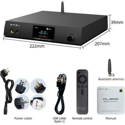 SMSL DL300 AK4191 AK4499 MQA-CD Bluetooth AUDIO DAC & Headphone Amplifier