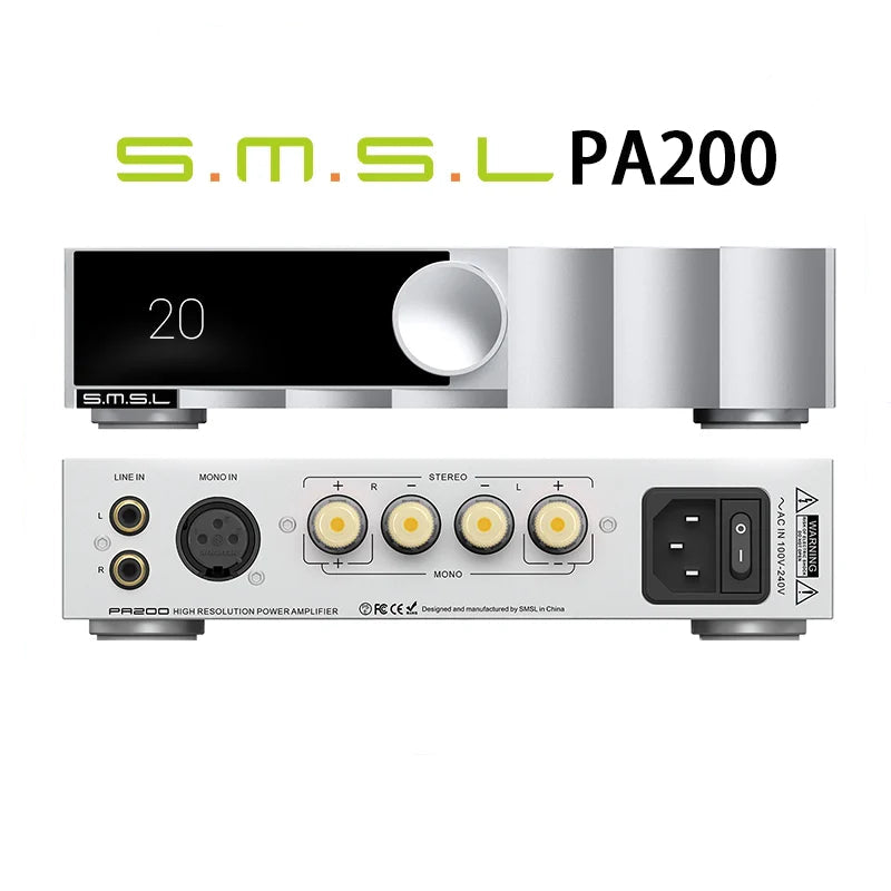 [Slight Cosmetic Damage offer]SMSL PA200 Gallium Nitride Power Amplifier XLR Mono Input Mode Stereo Pure Amplifier (Copy)