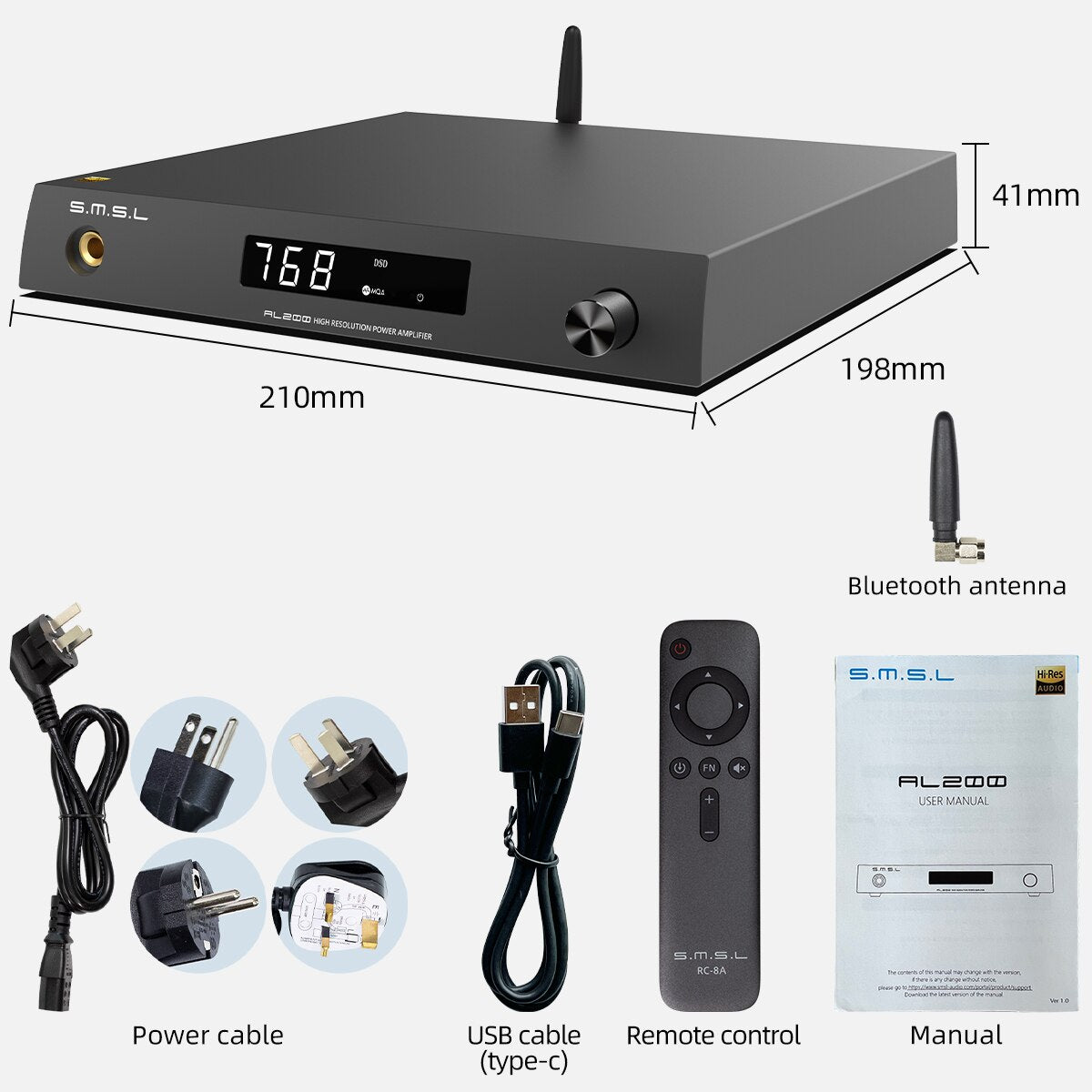 SMSL AL200 Intergrated Amplifier 165W*2 MA5332MS MQA-CD DSD256
