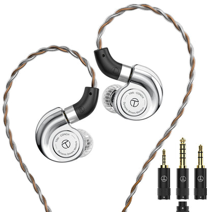 TRN Conch Wired Earphones with Mic 10mm Dual Driver HiFi in-Ear Monitors | Detachable Cable & 3 Interchangeable Nozzles