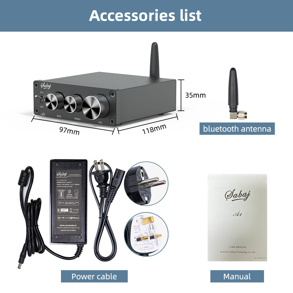 SABAJ A1 Bluetooth Digital Power Amplifier 80w*2 - Hifi-express