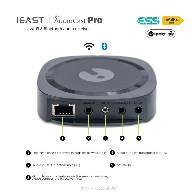 IEAST M50 AudioCast Pro ESS9023 Support Spotify Airplay DLNA 24bit/192kHz - Hifi-express