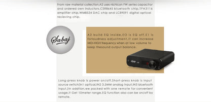 [Slightly defective Special offer]Sabaj Digital Bluetooth Amplifier A2 Portable Audio Amp Class D - Hifi-express