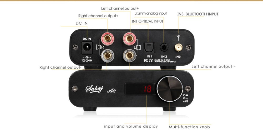 [Slightly defective Special offer]Sabaj Digital Bluetooth Amplifier A2 Portable Audio Amp Class D - Hifi-express